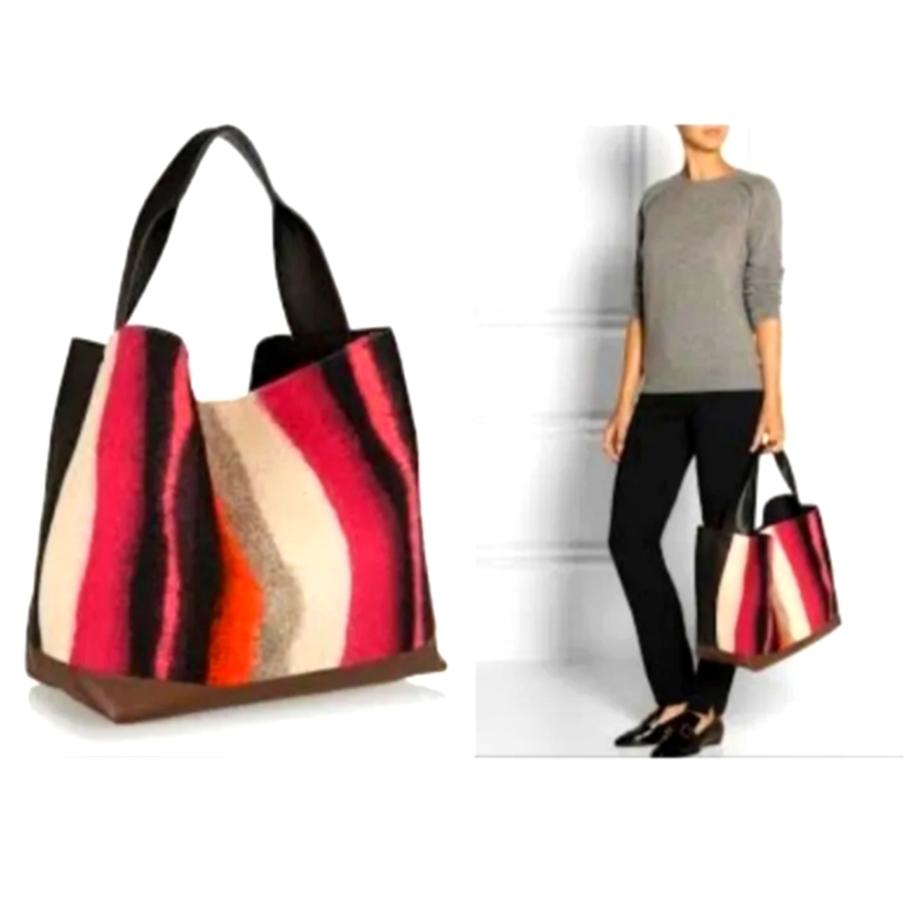 Marni Bag, Women's Marni Heavy Stripe Wool Shoulder Bag, Made In Italy, Lambskin
